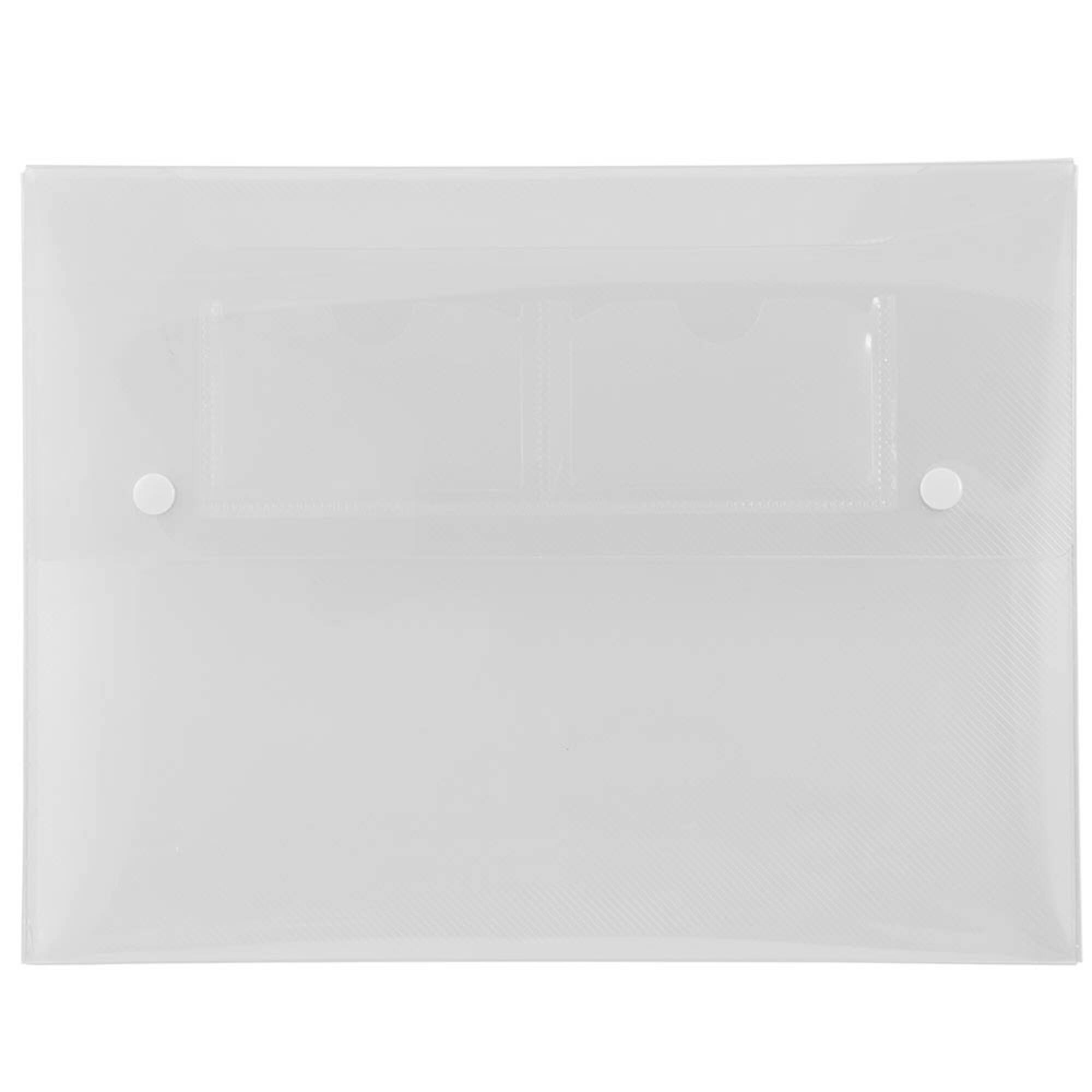 JAM Paper Clear Plastic Portfolio with Two Button Snap Closure 9.5" x 12.5"